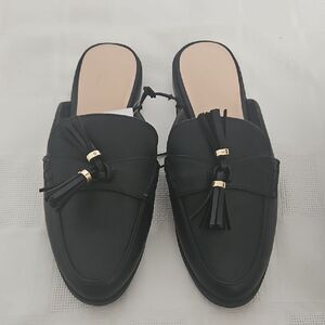 LOFT Black Mules with Tassels